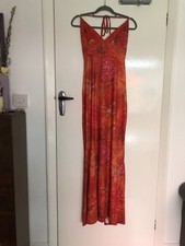 Red Floral/ Batik Style Halterneck, Backless Maxi Dress Large, Possibly Shein?