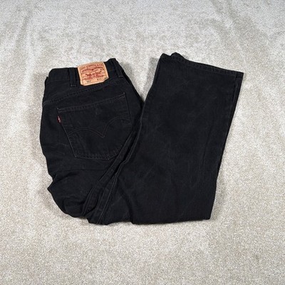 Levis 501 Button Fly Black Jeans Mens 40 X 30 (FITS 37 X 29) Cotton Denim
