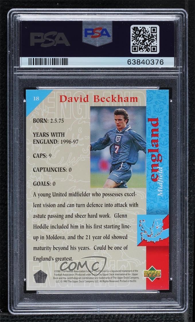 1997-98 Upper Deck England the squad David Beckham #18 PSA 9 MINT 05bt view 2