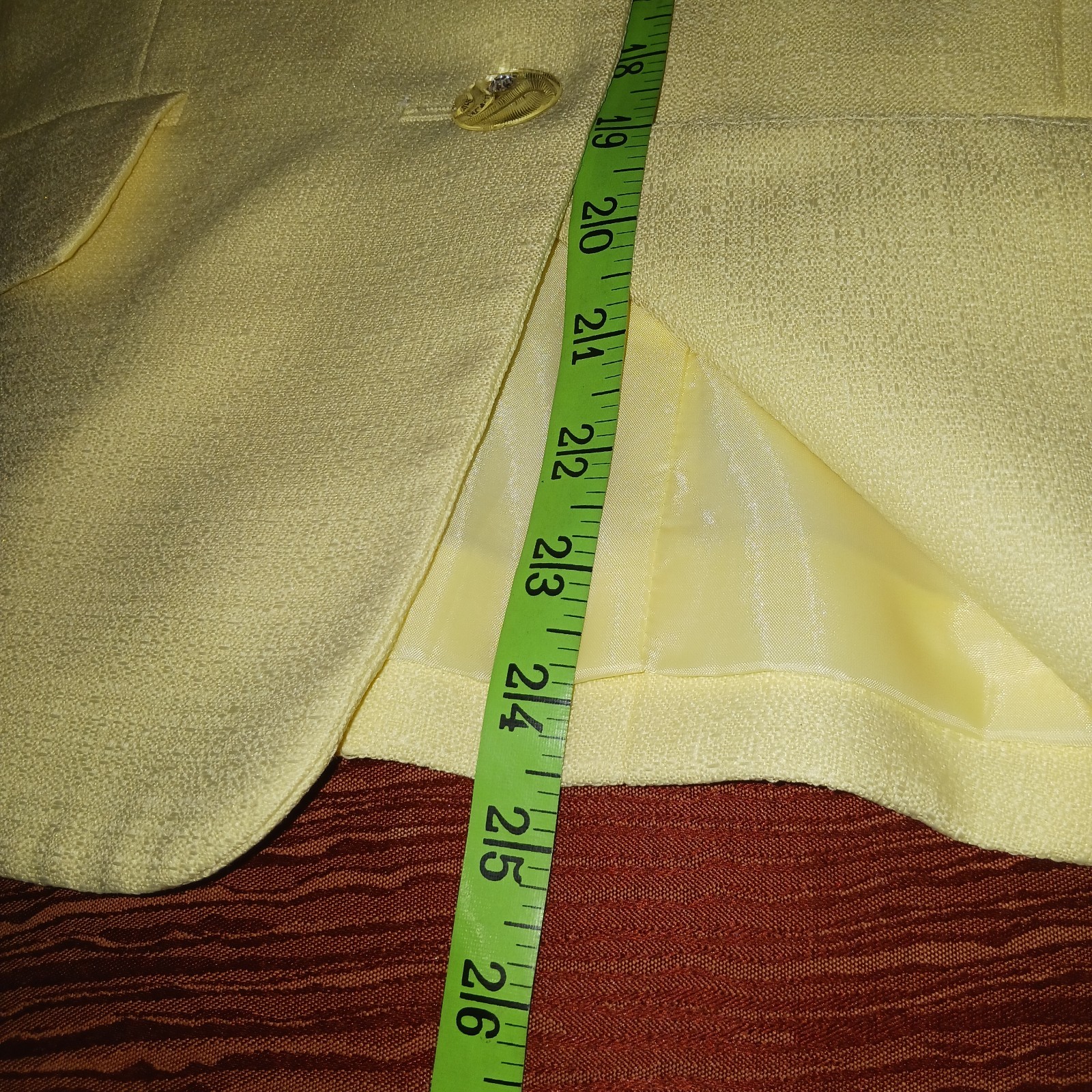 LE SUIT 2 Piece Yellow Long Sleeve Button Up Skirt Suit Women's Sz 14W