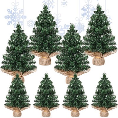 Mini Christmas Tree, 8 PCS Set, 7.87 inch, 11.81 inch, Artificial Pine, Base