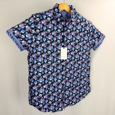 Robert Graham Button-Up Shirt Mens XL Floral Alred Vibrant Flip Cuff SS Cotton