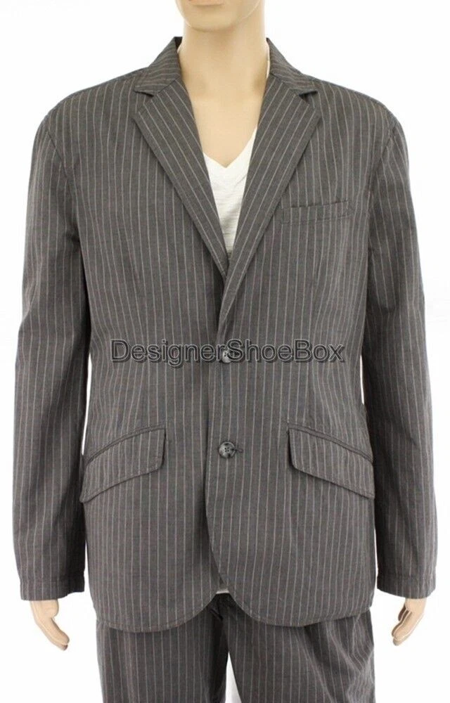 $225 BLACK BROWN 1826 Petrol Gray Striped Men's Sports Jacket Blazer XL