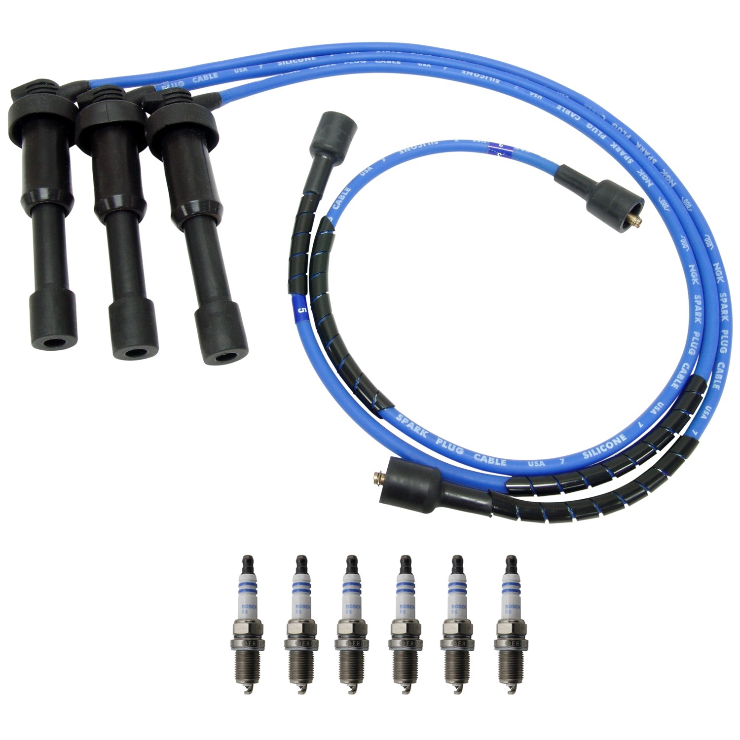 NGK Wire Set  Bosch 6 Double Platinum SparkPlugs Kit for Amanti Santa Fe 3.5 V6