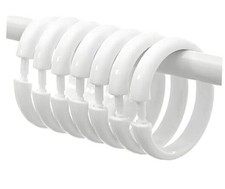 24 PCS White Plastic Shower Curtain Rings,Sturdy Easy Use Shower Curtain Hooks