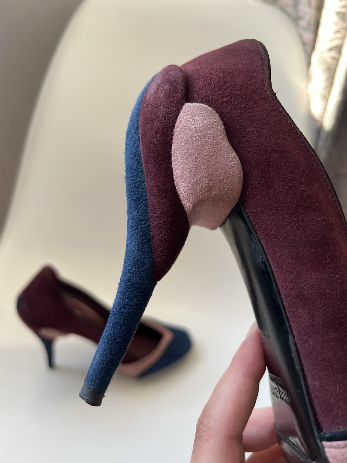 Miu Miu Prada Women's Heels Shoes Suede Multicolored Size 37,5 US 7.5-8.5 thumbnail 6