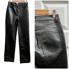 Aritzia Wilfred Soft Vegan Faux Leather Black Straight Leg Pant Small
