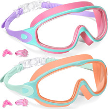 2 Pack Kids Swim Goggles for 3-15 UV Protection Anti-Fog Pool Water Swimming Gog