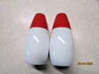 Vtg Gemco Westinghouse Milk Glass Salt & Pepper Shakers  Red Plastic Tops