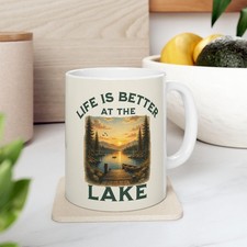Life Is Better at the Lake Black Mug 11oz 15o...