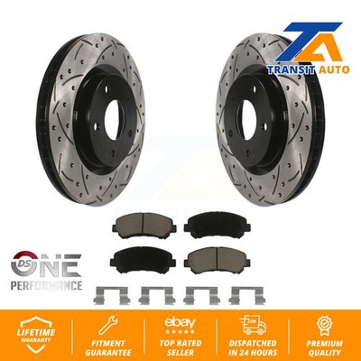 Front Coated Drill Slot Disc Brake Rotor Ceramic Pad Kit For Nissan Rogue Select