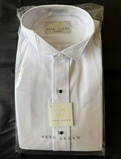 Neil Allyn S 34/35 White Pique Tuxedo Shirt Wing Collar