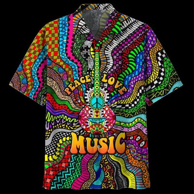 Hippie Peace Love Music Hawaiian Shirt