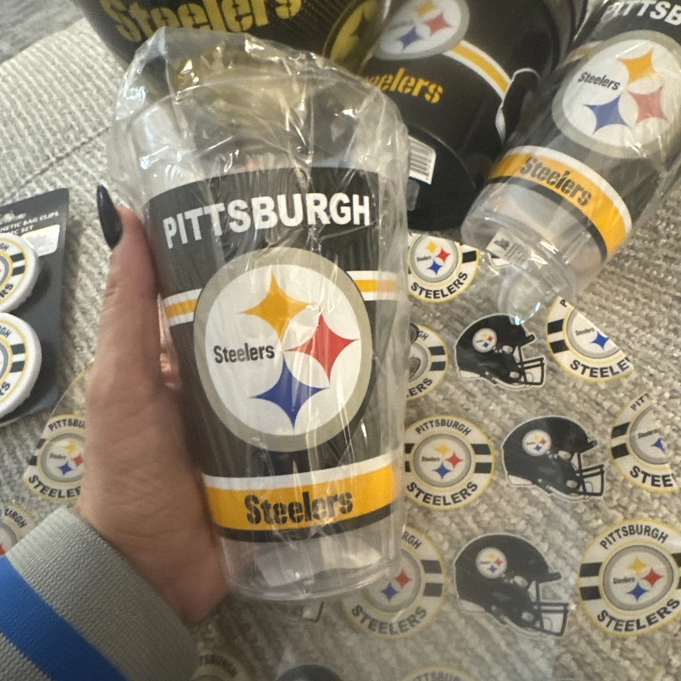 Pittsburg Steelers Magnet, Food Tray, Popcorn/ice Bucket & cups Tailgate Nfl - Image 4 of 4