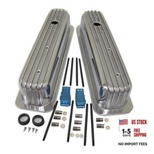 Shlpdfm Finned Polished Aluminum Valve Covers - Center Bolt - 1 Set