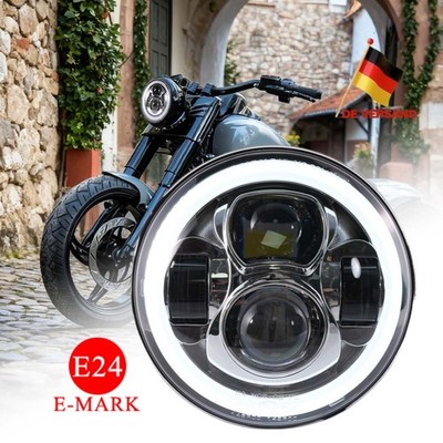 E-Geprüft 7 Zoll LED Scheinwerfer mit DRL für Harley Softtail Fat Boy 2001-2017