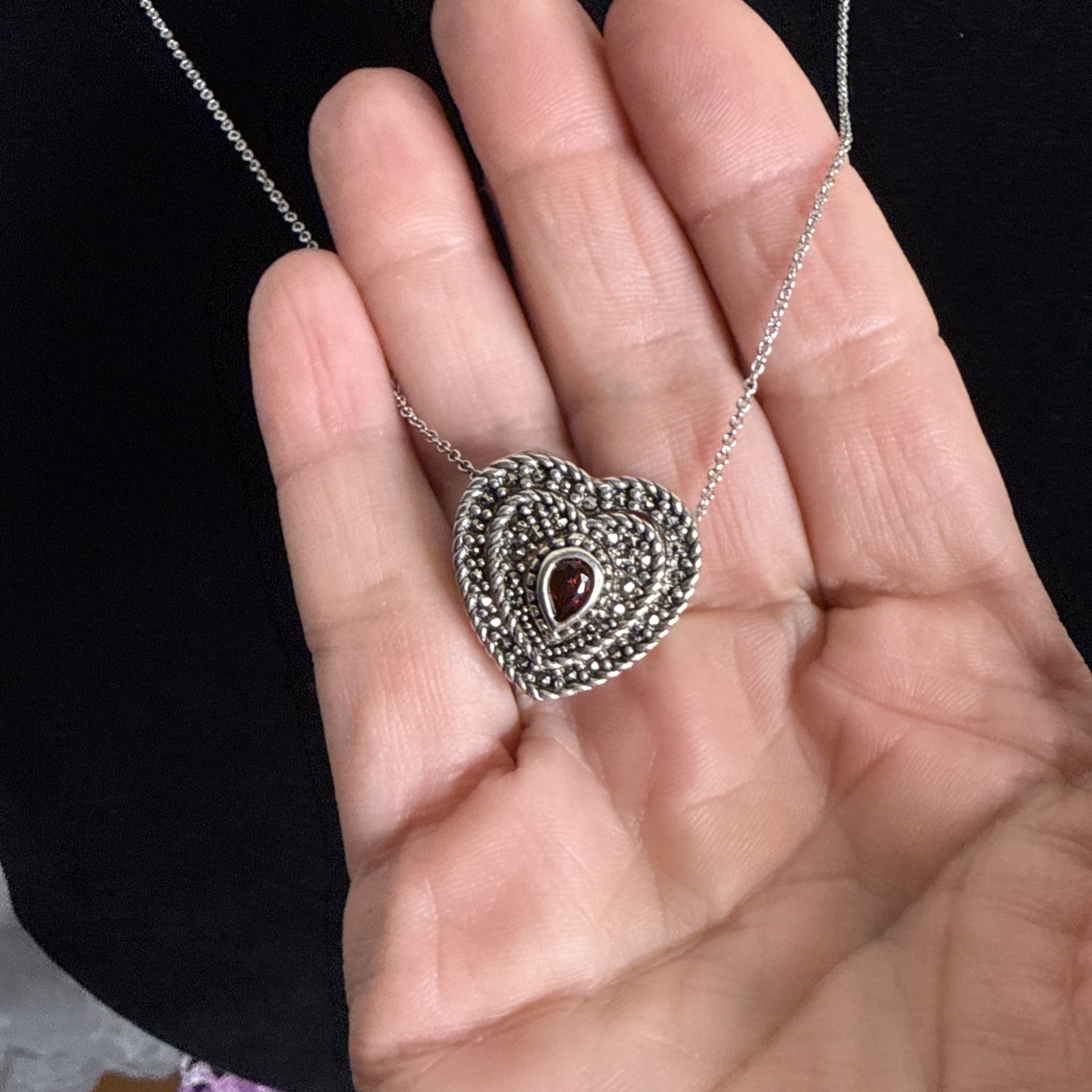 Sterling Silver Stackable Removable Heart Necklac… - image 3