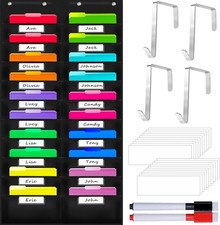Vantasii Nylon Storage Pocket Chart with 20 Name Tag Pockets, Hanging Wall File