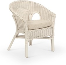 Kids Wicker Chair with Cushion Indoor Rattan Children’s Armchair White