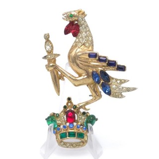 Vintage CoroCraft Sterling Adolph Katz Heraldic Eagle Sword Crown Brooch 142187