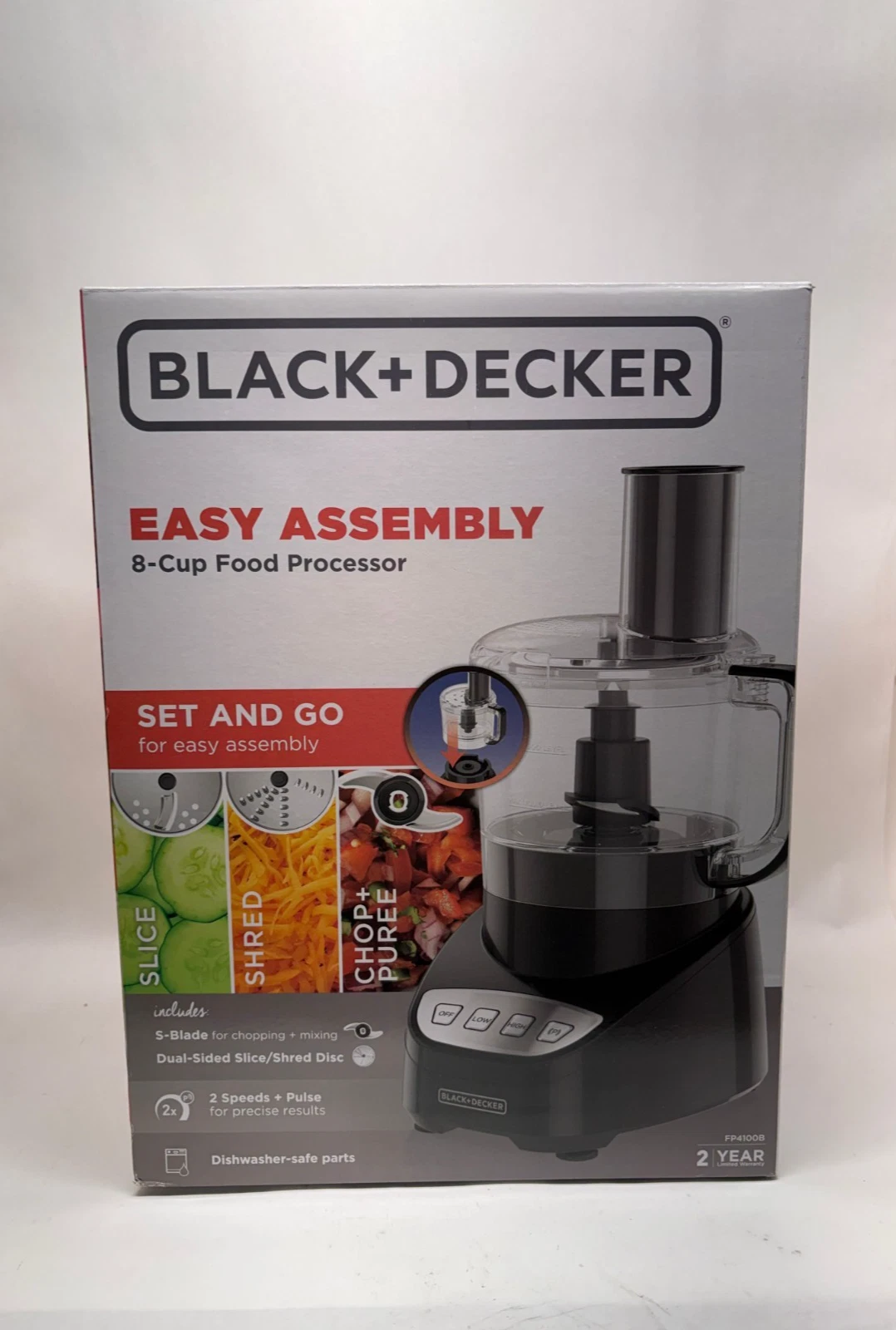 BLACK+DECKER Easy Assembly 8-Cup Food Processor
