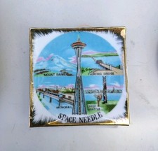 Seattle Space Needle, Monorail, Mt. Rainier Collectable Souvenir Plate