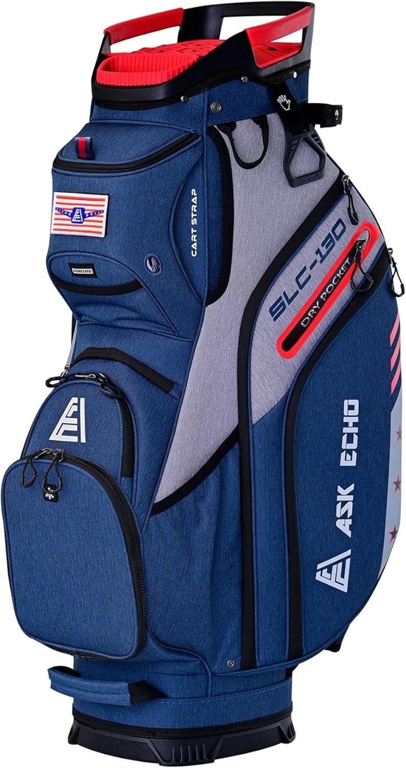 ASK ECHO SLC-130 Golf Cart Bag with 15 Way Full Length Dividers Top, Premium Qui