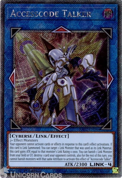 RA02-EN044 Accesscode Talker : Platinum Secret Rare 1st Edition YuGiOh Card
