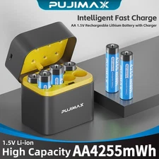 8 pcs High Capacity 1.5V 4255mWh AA Rechargeable Lithium Batteries With Charger
