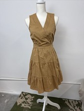 Nine West Sleeveless A-line Short Wrap Dress Business Casual Brown Size XS