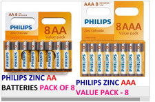 PREMIUM QUALITY PHILIPS  ZINC AA-AAA Batteries 8 PACK REMOTE TOYS TORCH BATTERY