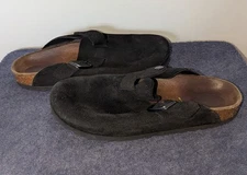 Birkenstock Boston Clogs Womens Size EU 37 US 6 Black Suede Narrow Slip On 