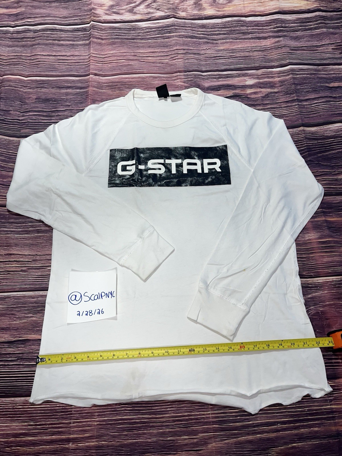 G-Star Logo Graphic Print White Cotton Jersey Crew Neck Long Sleeve Tee XL
