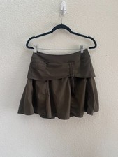 Athleta Midi Skort Athletic Athleisure Tennis Size 2 Green Brown Lined 219056