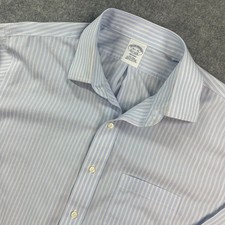 Brooks Brothers Mens Shirt 16 -35 Blue Striped Long Sleeve Regent Fit