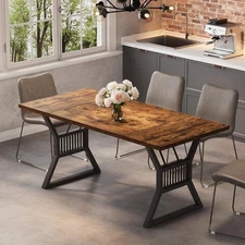 70.8in Rectangular Dining Table for 4-6People Farmhouse Kitchen Table (No chair)