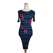 Chanel Green & Blue Bodycon Silk Stretch Mini Dress