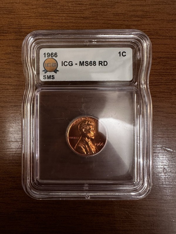 1966 Lincoln Cent ICG MS68 RD SMS