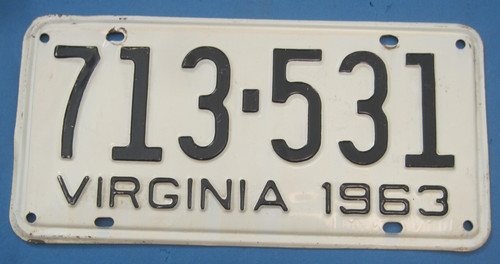 1963 Virginia License Plate all original high quality