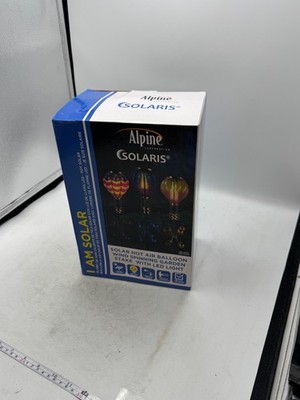 Alpine Solaris Solar Patriotic Hot Air Balloon Spinning Garden Stake RWB