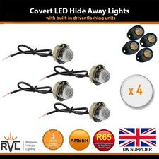 X4 LED Amber Hideaway Light 12/24V Flush/Brac...