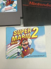Super Mario Bros. 2 (Nintendo NES, 1988) Game Box and Manual