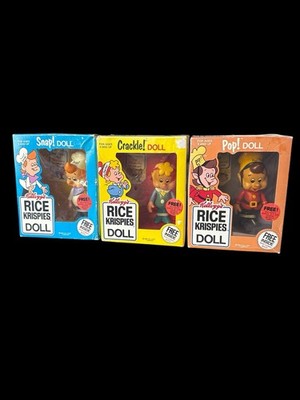 1984 Kellogg's Rice Krispies ''Snap, Crackle & Pop'' figurine toy dolls in box