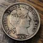 1893 Barber Dime Nice Original Choice AU CHRC