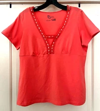 CLASSIC ELEMENTS PETITE Dark Peach Empire Waist Lace Collar Top!   SZ PL   NWOT!