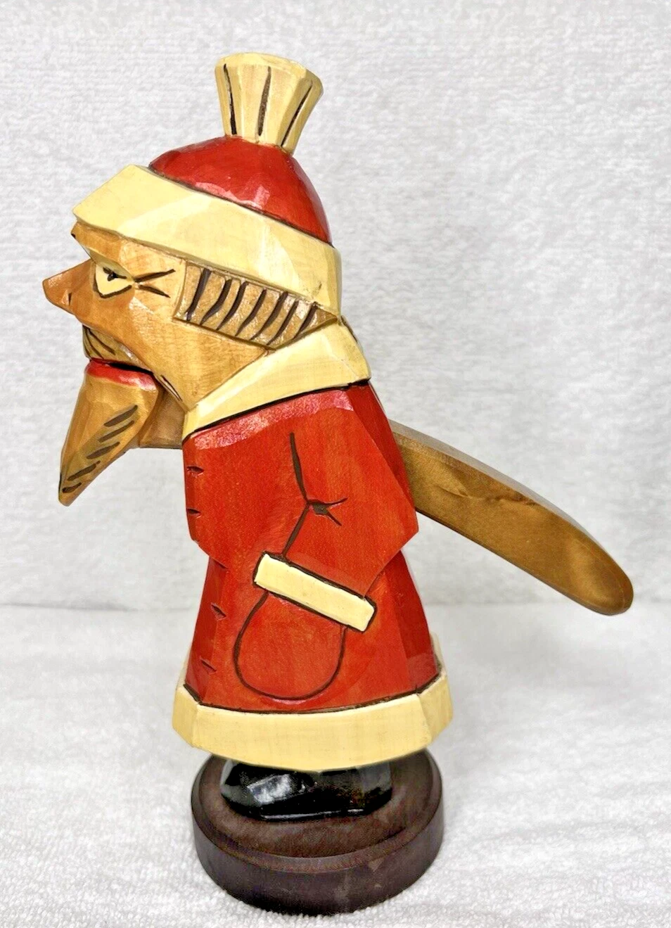 Vintage Hand Carved Santa Full Body Nutcracker Gnome 9 1/2" Folk Art