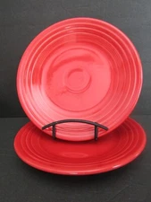 HOMER LAUGHLIN CHINA Fiesta Set of 2 LUNCHEON PLATES 9” Scarlet Red "SEED"?