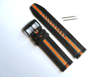 Fossil Original Replacement Textile Watch Band CH2732 Strap Black Orange 22 mm