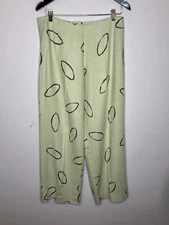 Animale Womens Pants Linen Blend Size L Geometric Print Wide Leg Casual Lounge