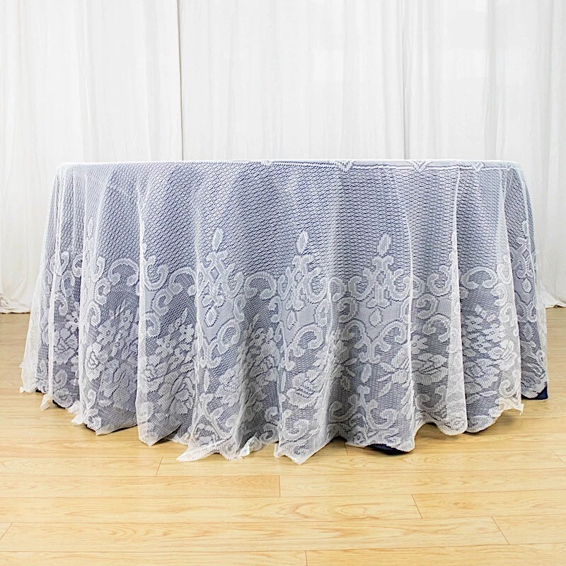 IVORY 120" Premium Lace Round Tablecloth Wedding Party Catering Decorations Sale - Image 4 of 4
